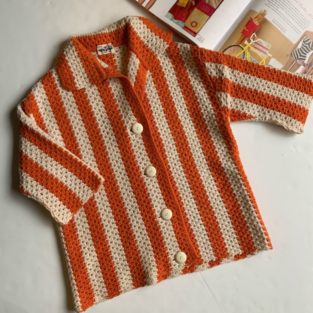 VTG Striped Knit Cardigan Blouse